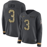 Nike Denver Broncos #3 Drew Lock Anthracite Salute to Service Women's Stitched NFL Limited Therma Long Sleeve Jersey