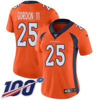Nike Denver Broncos #25 Melvin Gordon III Orange Team Color Women's Stitched NFL 100th Season Vapor Untouchable Limited Jersey