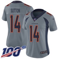Nike Denver Broncos #14 Courtland Sutton Gray Women's Stitched NFL Limited Inverted Legend 100th Season Jersey