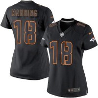 Nike Denver Broncos #18 Peyton Manning Black Impact Women's Stitched NFL Limited Jersey