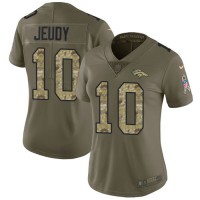 Nike Denver Broncos #10 Jerry Jeudy Olive/Camo Women's Stitched NFL Limited 2017 Salute To Service Jersey