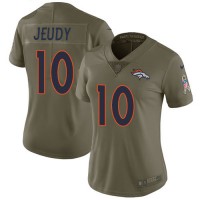 Nike Denver Broncos #10 Jerry Jeudy Olive Women's Stitched NFL Limited 2017 Salute To Service Jersey