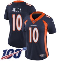 Nike Denver Broncos #10 Jerry Jeudy Navy Blue Alternate Women's Stitched NFL 100th Season Vapor Untouchable Limited Jersey