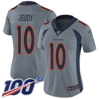 Nike Denver Broncos #10 Jerry Jeudy Gray Women's Stitched NFL Limited Inverted Legend 100th Season Jersey