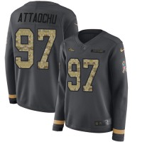 Nike Denver Broncos #97 Jeremiah Attaochu Anthracite Salute to Service Women's Stitched NFL Limited Therma Long Sleeve Jersey