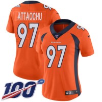Nike Denver Broncos #97 Jeremiah Attaochu Orange Team Color Women's Stitched NFL 100th Season Vapor Untouchable Limited Jersey