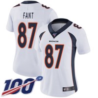 Nike Denver Broncos #87 Noah Fant White Women's Stitched NFL 100th Season Vapor Limited Jersey