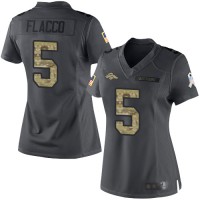 Nike Denver Broncos #5 Joe Flacco Black Women's Stitched NFL Limited 2016 Salute to Service Jersey