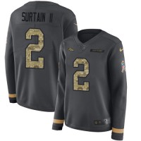 Nike Denver Broncos #2 Patrick Surtain II Anthracite Salute to Service Women's Stitched NFL Limited Therma Long Sleeve Jersey