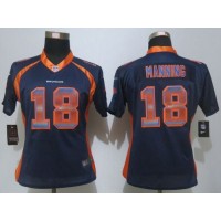 Nike Denver Broncos #18 Peyton Manning Blue Alternate Women's Stitched NFL Elite Strobe Jersey