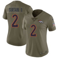 Nike Denver Broncos #2 Patrick Surtain II Olive Women's Stitched NFL Limited 2017 Salute To Service Jersey