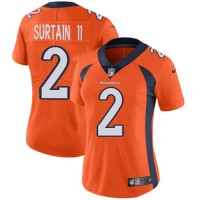Nike Denver Broncos #2 Patrick Surtain II Orange Team Color Women's Stitched NFL Vapor Untouchable Limited Jersey