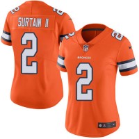 Nike Denver Broncos #2 Patrick Surtain II Orange Women's Stitched NFL Limited Rush Jersey