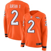 Nike Denver Broncos #2 Patrick Surtain II Orange Team Color Women's Stitched NFL Limited Therma Long Sleeve Jersey