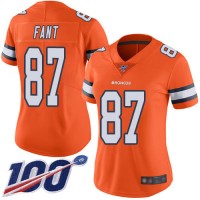 Nike Denver Broncos #87 Noah Fant Orange Women's Stitched NFL Limited Rush 100th Season Jersey