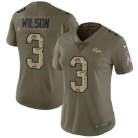 Nike Denver Broncos #3 Russell Wilson Olive/Camo Women's Stitched NFL Limited 2017 Salute To Service Jersey