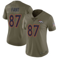 Nike Denver Broncos #87 Noah Fant Olive Women's Stitched NFL Limited 2017 Salute to Service Jersey