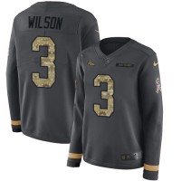 Nike Denver Broncos #3 Russell Wilson Anthracite Salute to Service Women's Stitched NFL Limited Therma Long Sleeve Jersey