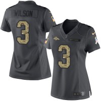Nike Denver Broncos #3 Russell Wilson Black Women's Stitched NFL Limited 2016 Salute to Service Jersey