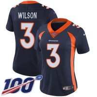 Nike Denver Broncos #3 Russell Wilson Navy Blue Alternate Women's Stitched NFL 100th Season Vapor Limited Jersey