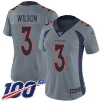 Nike Denver Broncos #3 Russell Wilson Gray Women's Stitched NFL Limited Inverted Legend 100th Season Jersey