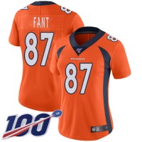 Nike Denver Broncos #87 Noah Fant Orange Team Color Women's Stitched NFL 100th Season Vapor Limited Jersey