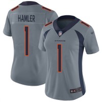 Nike Denver Broncos #1 KJ Hamler Gray Women's Stitched NFL Limited Inverted Legend Jersey