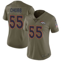 Nike Denver Broncos #55 Bradley Chubb Olive Women's Stitched NFL Limited 2017 Salute to Service Jersey
