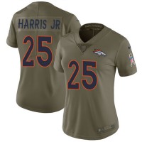 Nike Denver Broncos #25 Chris Harris Jr Olive Women's Stitched NFL Limited 2017 Salute to Service Jersey