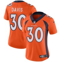 Nike Denver Broncos #30 Terrell Davis Orange Team Color Women's Stitched NFL Vapor Untouchable Limited Jersey