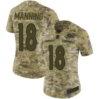 Nike Denver Broncos #18 Peyton Manning Camo Women's Stitched NFL Limited 2018 Salute to Service Jersey