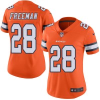 Nike Denver Broncos #28 Royce Freeman Orange Women's Stitched NFL Limited Rush Jersey