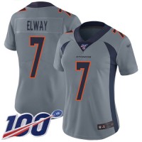 Nike Denver Broncos #7 John Elway Gray Women's Stitched NFL Limited Inverted Legend 100th Season Jersey