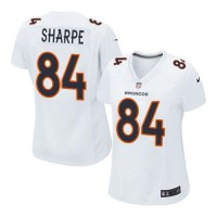 Nike Denver Broncos #84 Shannon Sharpe White Women's Stitched NFL Game Event Jersey