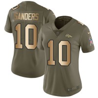 Nike Denver Broncos #10 Emmanuel Sanders Olive/Gold Women's Stitched NFL Limited 2017 Salute to Service Jersey