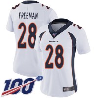 Nike Denver Broncos #28 Royce Freeman White Women's Stitched NFL 100th Season Vapor Limited Jersey