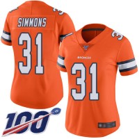 Nike Denver Broncos #31 Justin Simmons Orange Women's Stitched NFL Limited Rush 100th Season Jersey