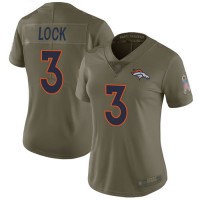 Nike Denver Broncos #3 Drew Lock Olive Women's Stitched NFL Limited 2017 Salute to Service Jersey