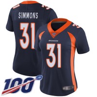 Nike Denver Broncos #31 Justin Simmons Navy Blue Alternate Women's Stitched NFL 100th Season Vapor Limited Jersey