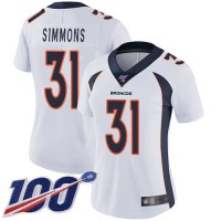 Nike Denver Broncos #31 Justin Simmons White Women's Stitched NFL 100th Season Vapor Limited Jersey