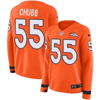 Nike Denver Broncos #55 Bradley Chubb Orange Team Color Women's Stitched NFL Limited Therma Long Sleeve Jersey