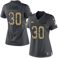Nike Denver Broncos #30 Terrell Davis Black Women's Stitched NFL Limited 2016 Salute to Service Jersey