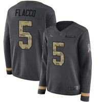 Nike Denver Broncos #5 Joe Flacco Anthracite Salute to Service Women's Stitched NFL Limited Therma Long Sleeve Jersey