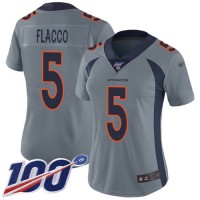 Nike Denver Broncos #5 Joe Flacco Gray Women's Stitched NFL Limited Inverted Legend 100th Season Jersey