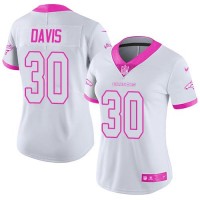 Nike Denver Broncos #30 Terrell Davis White/Pink Women's Stitched NFL Limited Rush Fashion Jersey