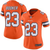 Nike Denver Broncos #23 Devontae Booker Orange Women's Stitched NFL Limited Rush Jersey