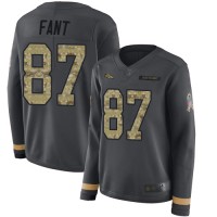 Nike Denver Broncos #87 Noah Fant Anthracite Salute to Service Women's Stitched NFL Limited Therma Long Sleeve Jersey