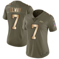 Nike Denver Broncos #7 John Elway Olive/Gold Women's Stitched NFL Limited 2017 Salute to Service Jersey