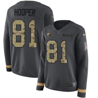 Nike Cleveland Browns #81 Austin Hooper Anthracite Salute to Service Women's Stitched NFL Limited Therma Long Sleeve Jersey