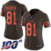 Nike Cleveland Browns #81 Austin Hooper Brown Women's Stitched NFL Limited Rush 100th Season Jersey